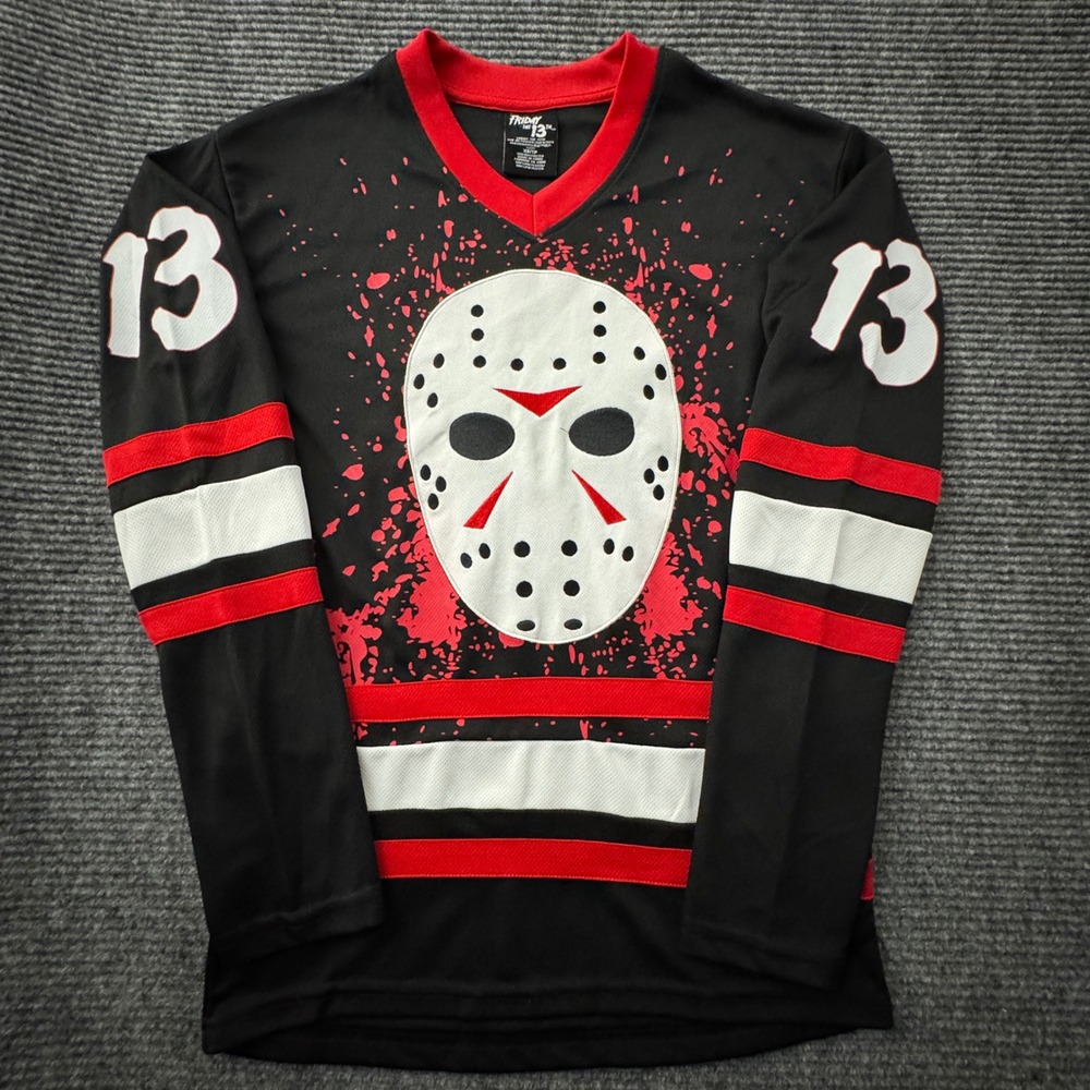 Friday the 13th Hockey Jersey XS Black Jason Voorhees Mask Graphic Halloween